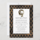 ブラック&金ゴールドドラゴンをテーマにしたバー(ユダヤ教の)バル・ミツバー 招待状 (正面)