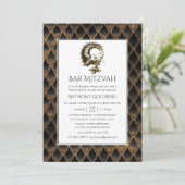 ブラック&金ゴールドドラゴンをテーマにしたバー(ユダヤ教の)バル・ミツバー 招待状 (スタンド正面)