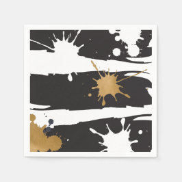 ブラック&金ゴールドナプキンス スタンダードカクテルナプキン