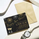 ブラック&金ゴールドニューイヤーイブパーティの招待状 招待状<br><div class="desc">こ祝のトレンディー招待状で今年のスタイルの新年。このデザインは自分の言葉でパーソナライズする簡単であり、これらの素晴らしい招待状を受け取ったときにゲストはワクワクする。</div>