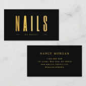 ブラック&金ゴールドネイルアーティスト爪、 ネイルミニマル 名刺 (正面/裏面)