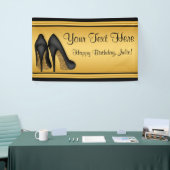 ブラック&金ゴールドハイヒール靴バースデーパーティー 横断幕 (トレードショー)