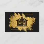 ブラック&金ゴールドハウスクリーニンググリッタースパークル 名刺 (裏面)