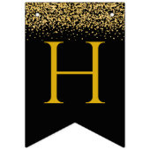 ブラック&金ゴールドハッピーニューイヤー バンティングフラッグ (第2の旗)