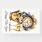 ブラック&金ゴールドハッピーニューイヤー 横断幕 (横)