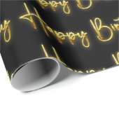 ブラック&金ゴールドハッピーバースデー ラッピングペーパー (ロールコーナー)