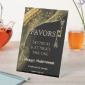 ブラック&金ゴールドハロウィン結婚のスケルトンの好意 台座サイン (インサイチュ)