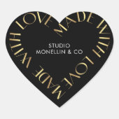 ブラック&金ゴールドハンドメイド製品パッケージ ハートシール (正面)