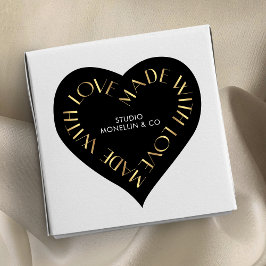 ブラック&金ゴールドハンドメイド製品パッケージ ハートシール