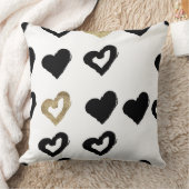 ブラック&金ゴールドハート装飾用クッション クッション (ブランケット)