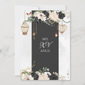 ブラック&金ゴールドバタフライフローラキンセエレガントニェラ 招待状 (裏面)