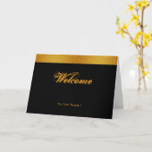 ブラック&金ゴールドバッジバンドウェルカムカード カード (黄色い花)