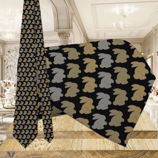 ブラック&金ゴールドバニーラビット ネクタイ