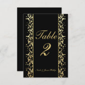 ブラック&金ゴールドバビーズブリー結婚ズのテーブルカード 招待状 (正面/裏面)