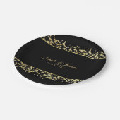 ブラック&金ゴールドバビーズブレスフローラ結婚ズプレート ペーパープレート (アングル)