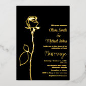 ブラック&金ゴールドバラブドエレガントウェディング招待状 箔シーズンカード (正面)
