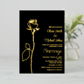 ブラック&金ゴールドバラブドエレガントウェディング招待状 箔シーズンカード (立ち正面)