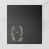 ブラック&金ゴールドバラ棺ゴシック結婚ズの折り畳み プレイスカード (外部開封)