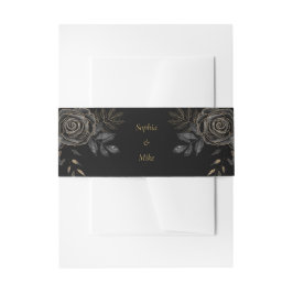 ブラック&金ゴールドバラ棺ゴシック結婚ズ 招待状ベリーバンド