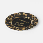 ブラック | 金ゴールドバルーンおめでとう名 ペーパープレート (アングル)