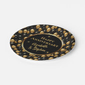 ブラック | 金ゴールドバルーンの記念日 ペーパープレート (アングル)