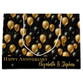ブラック | 金ゴールドバルーンの記念日 ラージペーパーバッグ (正面)