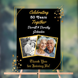 ブラック&金ゴールドバルーン50周年記念 アクリルサイン