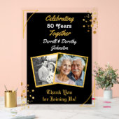 ブラック&金ゴールドバルーン50周年記念 アクリルサイン (ウェディング)