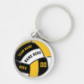 ブラック、金ゴールドバレーボールギフトアイディアシニア夜 キーホルダー (正面)