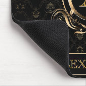 ブラック&金ゴールドバロックフレームデザイン – モノグラム マウスパッド (コーナー)