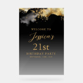 ブラック&金ゴールドバースデーパーティーイベントウェルカムサイン アクリルサイン (正面)