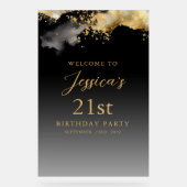 ブラック&金ゴールドバースデーパーティーイベントウェルカムサイン アクリルサイン (正面)