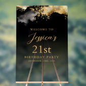 ブラック&金ゴールドバースデーパーティーイベントウェルカムサイン アクリルサイン (ニュートラル)