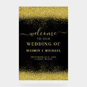 ブラック&金ゴールドバースデーパーティーウェルカムアクリル看板 アクリルサイン (正面)