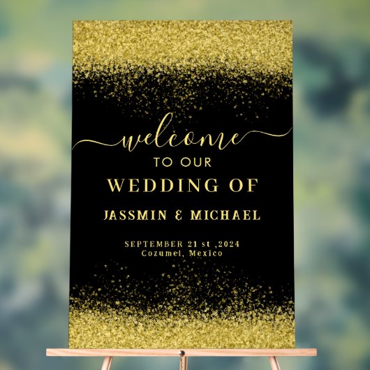 ブラック&金ゴールドバースデーパーティーウェルカムアクリル看板 アクリルサイン (ニュートラル)