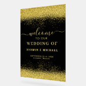 ブラック&金ゴールドバースデーパーティーウェルカムアクリル看板 アクリルサイン (傾斜)