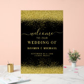 ブラック&金ゴールドバースデーパーティーウェルカムアクリル看板 アクリルサイン (ウェディング)