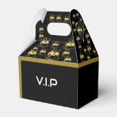 ブラック&金ゴールドバースデーパーティー切り妻お願いボックス フェイバーボックス (裏面サイド)