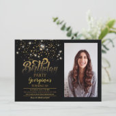 ブラック&金ゴールドバースデーパーティー招待状写真 招待状 (スタンド正面)