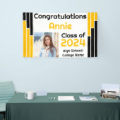 ブラック&金ゴールドバー1枚の写真卒業 横断幕 (トレードショー)