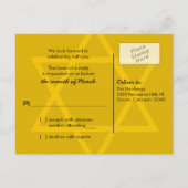 ブラック&金ゴールドバー（ユダヤ教の）バル・ミツバーRSVP インビテーションポストカード (裏面)