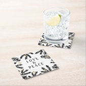 ブラック&金ゴールドパインアンドベリーズホリデイ スクエアペーパーコースター (インサイチュ)