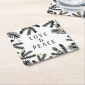 ブラック&金ゴールドパインアンドベリーズホリデイ スクエアペーパーコースター (アングル)