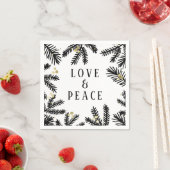 ブラック&金ゴールドパインアンドベリーズホリデイ スタンダードカクテルナプキン (インサイチュ)