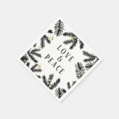 ブラック&金ゴールドパインアンドベリーズホリデイ スタンダードカクテルナプキン (角)
