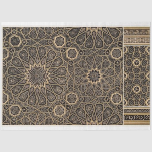 ブラック&金ゴールドパターンの切り離し紙 薄葉紙 (正面)