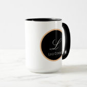 ブラック&金ゴールドパーソナライズされたイニシャル名ロゴカスタム マグカップ (正面右)