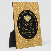 ブラック、金ゴールドパーソナライズされた、ハッピーバースデー板 フォトプラーク (側面)