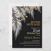 ブラック&金ゴールドパームスバースデーパーティー 招待状 (正面)