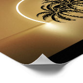 ブラック&金ゴールドパームツリートロピカルプリント可能アート ポスター (角)